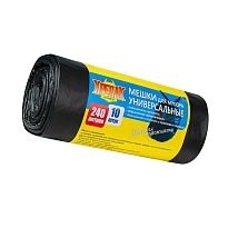 Мешки для мусора 240 л, черные, в рулоне 10 шт., ПНД 40 мкм, 1250х1000 мм, Крепак, 4607075710153 в Королеве