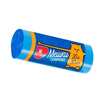 Мешки для мусора 20 л, синие, в рулоне 30 шт., ПНД, 8 мкм, 500х400 мм, Comfort, М0017 (МН 20-30с) в Королеве Мешки для мусора 20 л, синие, в рулоне 30 шт., ПНД, 8 мкм, 500х400 мм, Comfort, М0017 (МН 20-30с) в Королеве