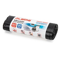 Мешки для мусора 60 л, черные, в рулоне 20 шт., ПНД, 10 мкм, 700х600 мм, LAIMA, 601381 в Королеве