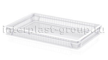 Ящик для полуфабрикатов перфорированные стенки сплошное дно белый в Королеве