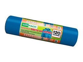 Мешки для мусора 120 л, синие, в рулоне 10 шт., ПНД, 14 мкм, 1100х700 мм, EXTRA, ex1201802 в Королеве