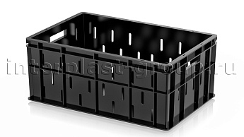 Ящик для молока, мяса, овощей и фруктов малая перфорация дно сплошное черный в Королеве