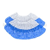 Бахилы бело-синие 1000 шт (500 пар), 48 мкм, двойная подошва, с одной резинкой, Эконом+ в Королеве Бахилы бело-синие 1000 шт (500 пар), 48 мкм, двойная подошва, с одной резинкой, Эконом+ в Королеве