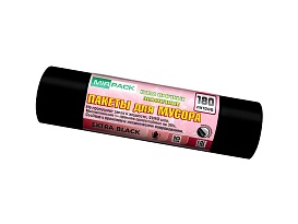 Мешки для мусора 180 л, ароматизированные, черные, в рулоне 10 шт., ПВД, 50 мкм, 1100х930 мм, EXTRA black, 18008301 в Королеве