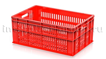Ящик для молока, мяса, овощей и фруктов большая перфорация дно перфорированное красный в Королеве