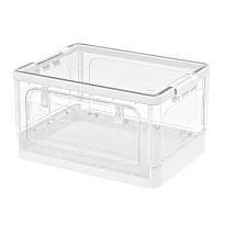 Ящик пластиковый складной прозрачный, дно белое, 490х360х280 мм, с колесиками в Королеве Ящик пластиковый складной прозрачный, дно белое, 490х360х280 мм, с колесиками в Королеве