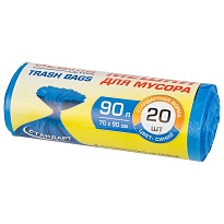 Мешки для мусора 90 л, синие, в рулоне 20 шт., ПНД, 14 мкм, 900х700 мм, LAIMA ULTRA, 607693 в Королеве