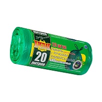 Мешки для мусора 20 л, биоразлагаемые, с ручками, черные, в рулоне 30 шт., ПНД, 10 мкм, 550х440 мм, Крепак, 4607075710047 в Королеве