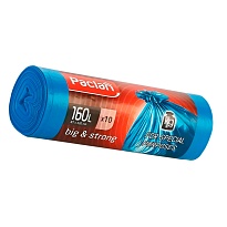 Мешки для мусора 160 л, синие, в рулоне 10 шт., ПВД, 21 мкм, 1200х870 мм, PACLAN Big&Strong, 604075 в Королеве