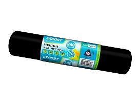 Мешки для мусора 240 л, черные, в рулоне 10 шт., ПВД 80 мкм, 1300х930 мм, EXPORT, exp 24010167 в Королеве