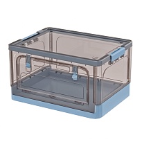 Ящик пластиковый складной прозрачный коричневый, дно синее,490х360х280 мм, с колесиками в Королеве Ящик пластиковый складной прозрачный коричневый, дно синее,490х360х280 мм, с колесиками в Королеве