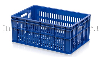 Ящик для молока, мяса, овощей и фруктов большая перфорация дно перфорированное синий в Королеве