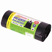 Мешки для мусора 30 л, черные, в рулоне 30 шт., ПНД, 7 мкм, 550х480 мм, Любаша, 608089
