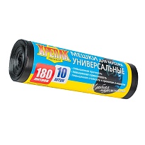 Мешки для мусора 180 л, черные, в рулоне 10 шт., ПНД, 20 мкм, 1150х800 мм, Крепак, 4607075710481 в Королеве