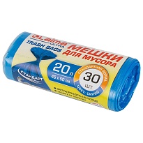 Мешки для мусора 20 л, синие, в рулоне 30 шт., ПНД, 8 мкм, 500х450 мм, LAIMA, 607682 в Королеве