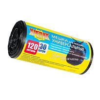 Мешки для мусора 120 л, черные, в рулоне 30 шт., ПНД, 15 мкм, 1100х700 мм, Крепак, 4607075710122 в Королеве