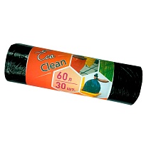 Мешки для мусора 60 л, черные, в рулоне 30 шт., ПНД, 6 мкм, 640х580 мм, Концепция Быта EcoClean, 603890 в Королеве