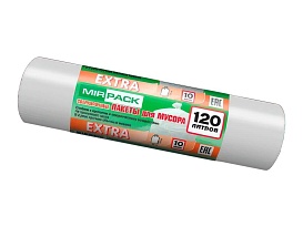 Мешки для мусора 120 л, белые, в рулоне 10 шт., ПНД, 14 мкм, 1100х700 мм, EXTRA, ex1201803 в Королеве