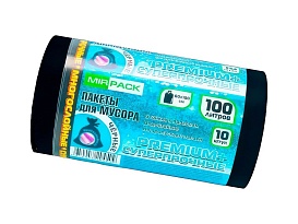 Мешки для мусора 100 л, черные, в рулоне 10 шт., ПВД, 70 мкм, 1000х600 мм, PREMIUM+, 1001076 в Королеве