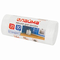 Мешки для мусора 35 л, белые, в рулоне 30 шт., ПНД, 6 мкм, 550х480 мм, LAIMA, 605538 в Королеве