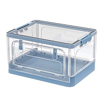 Ящик пластиковый складной прозрачный, дно синее, 490х360х280 мм, с колесиками в Королеве Ящик пластиковый складной прозрачный, дно синее, 490х360х280 мм, с колесиками в Королеве
